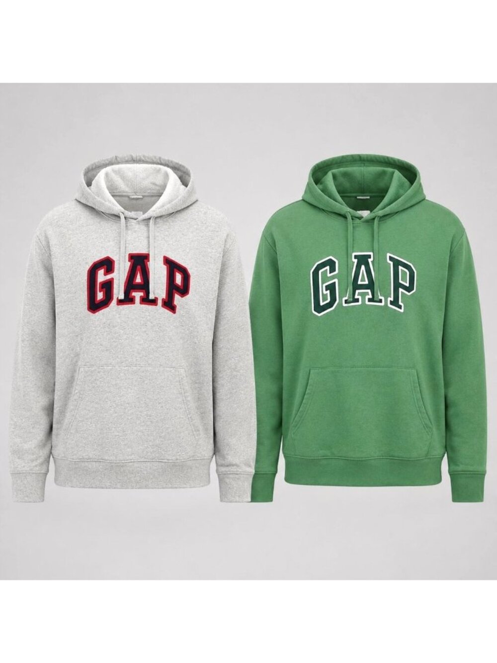(2 Pack) GAP Women's Large Hoodie Green & Gray Pullover Hooded Sweatshirt